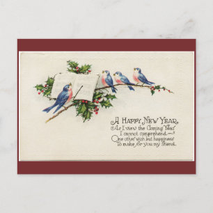 Postal Aves de época Año Nuevo