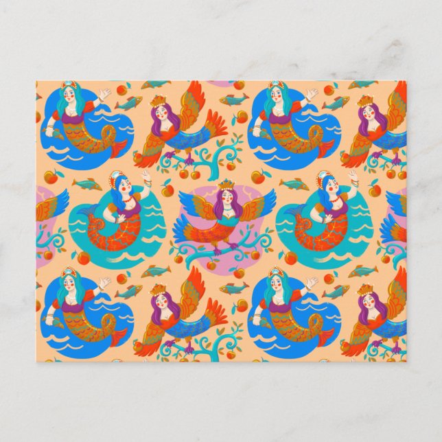 Postal Aves de fuego y sirenas (Anverso)