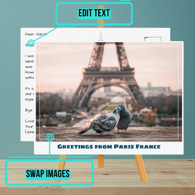 Postal Aves de la Torre Eiffel de París (Instead of buying postcards, use this template to customize text & share your own photo.)