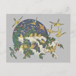 Postal Aves de nieve, Holly y Nieve - Navidades