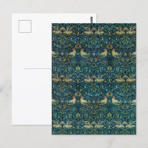 Postal Aves de William Morris y patrón floral