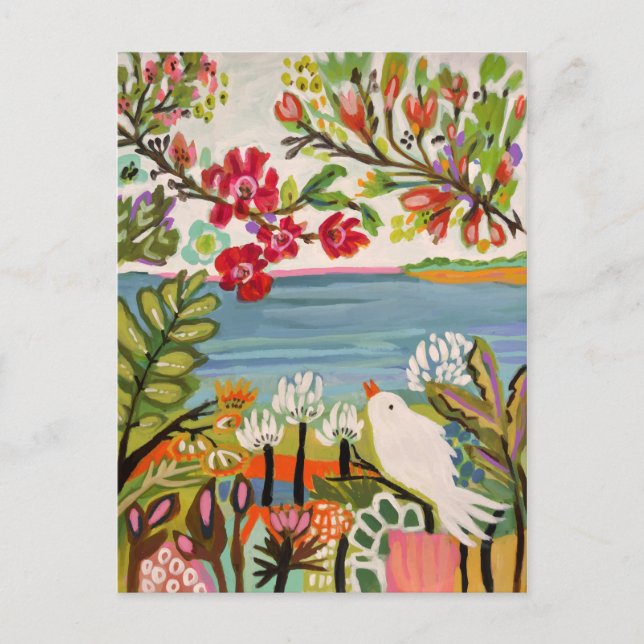 Postal Aves en el jardín (Anverso)