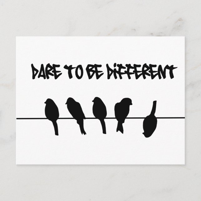 Postal Aves en un alambre - se atreven a ser diferentes (Anverso)