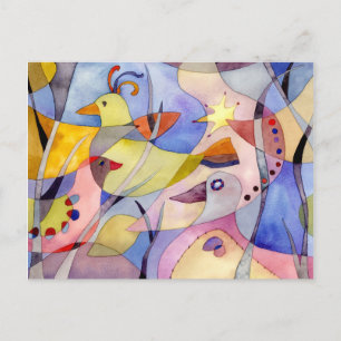 Postal Aves Inspiradoras de Acuarela