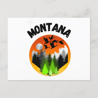 Postal Aves, montañas y árboles de Montana. Outdoorsmen