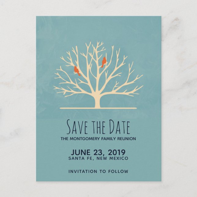 Postal Aves Naranjas modernas en una gran reunión familia (Anverso)