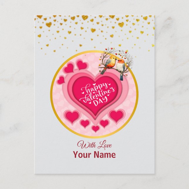 Postal Aves románticas en el El día de San Valentín de su (Anverso)