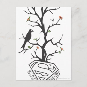 Postal Aves superchica en el árbol