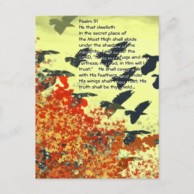 Postal Aves Te cubrirá con Sus plumas, (Anverso)