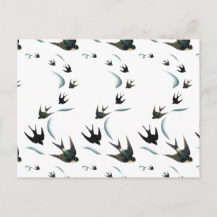 Postal Aves Tragadas Vintage Arte