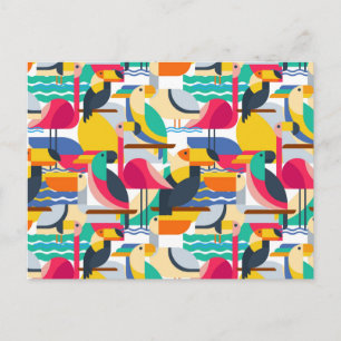 Postal Aves tropicales geométricas