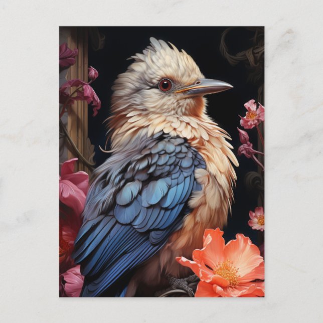 Postal Aves y flores (Anverso)