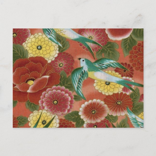 Postal Aves y flores (Anverso)