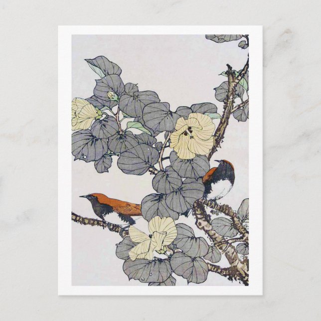 Postal Aves y flores, Imao Keinen (Anverso)