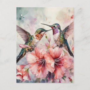 Postal Aves y flores tartamudeadas