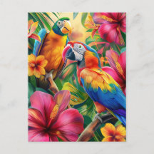 Aves y flores tropicales