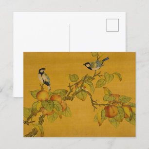 Postal Aves Y Fruta De China Oriental