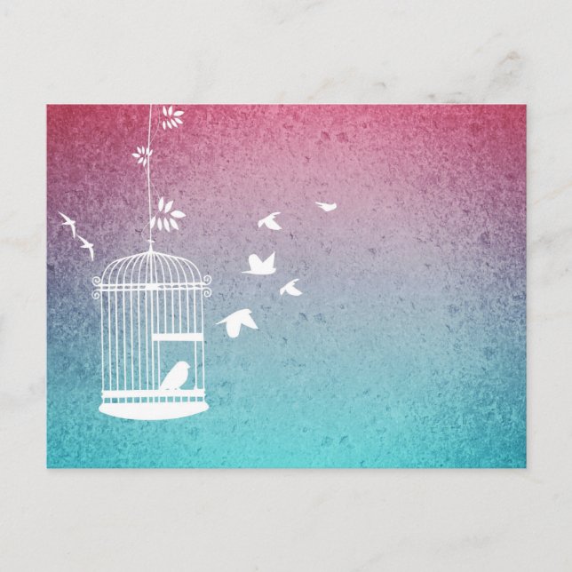 Postal Aves y jaulas de época (Anverso)