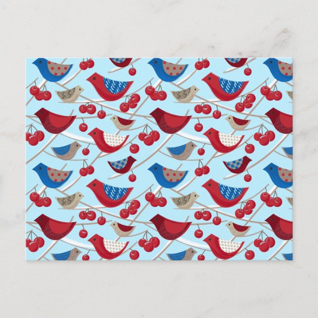 Postal Aves y manzanas de invierno (Anverso)