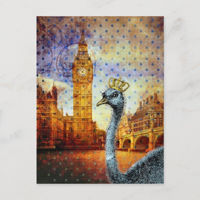 Postal Avestruz Real en Londres (Anverso)