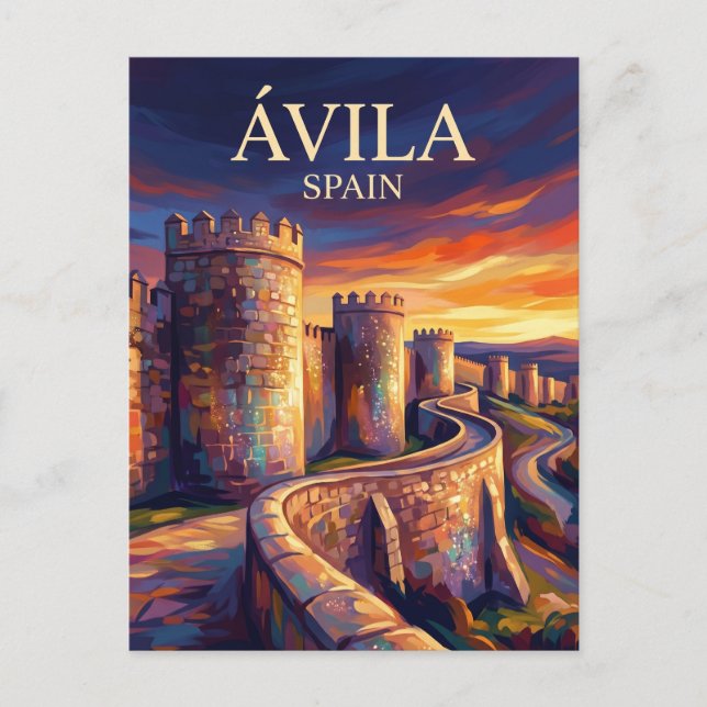 Postal Ávila - Murallas España (Anverso)