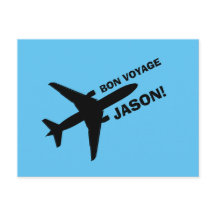 Avión Bon Voyage con nombre personalizado azul
