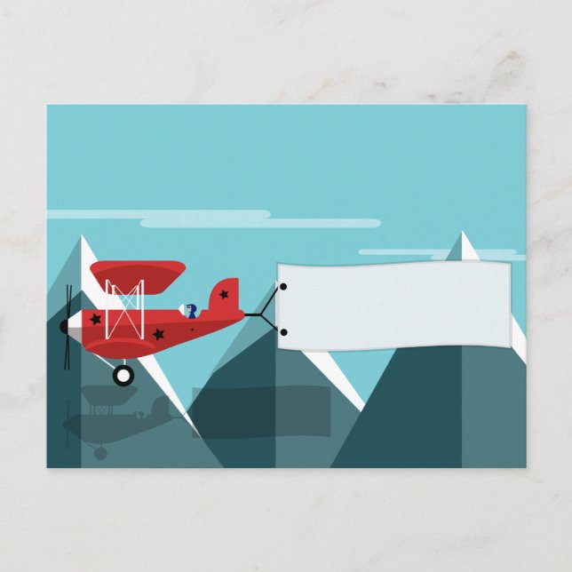 Postal Avión con banner - Postcard con lugar de texto (Anverso)
