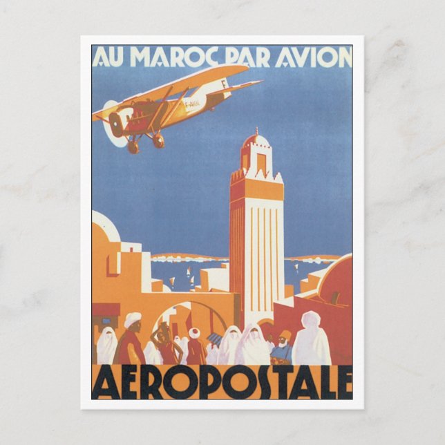 Postal Avión de aeropostale Au Maroc Par (Anverso)