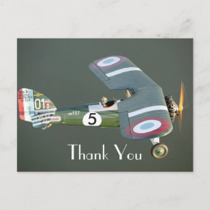 Postal Avión de caza vintage edición cumpleaños gracias
