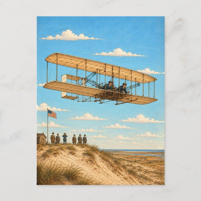 Postal Avión de los Hermanos Wright sobre Kitty Hawk (Anverso)