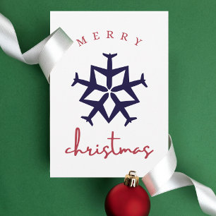Postal Avión de navidades Snowflake Simpl Funny Aviation