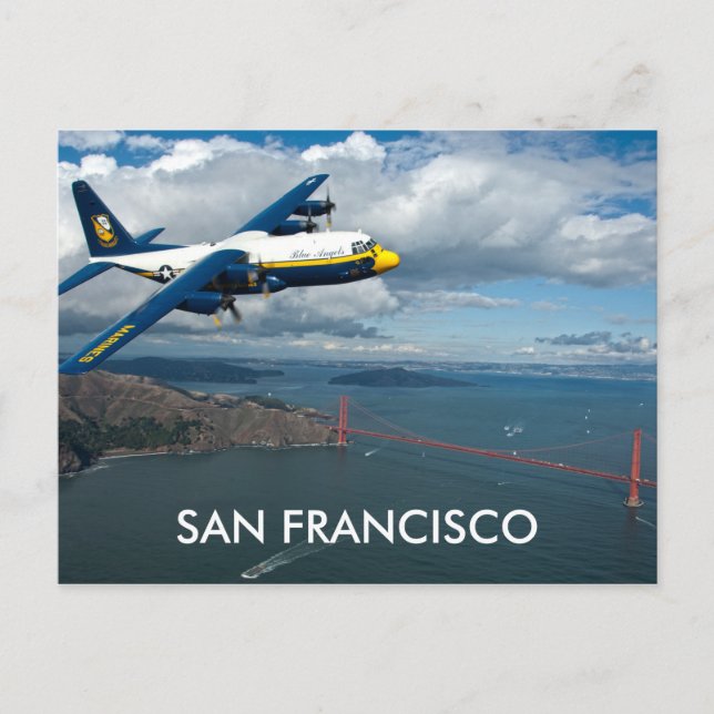 Postal Avión sobre el puente Golden Gate, San Francisco (Anverso)