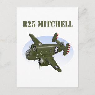 Postal Avión verde B25 Mitchell Bomber
