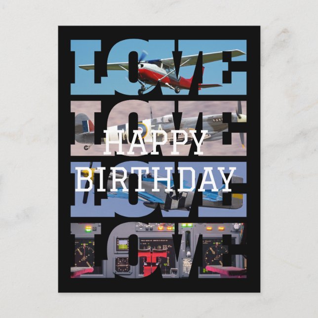 Postal Avión Vuelo,Collage de Fotos,Aviación,Genial (Anverso)