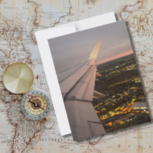 Postal Avión Wing Photo Sunrise horizonte Aviación