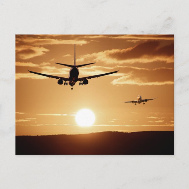 Postal Avión y puesta de sol (Anverso)