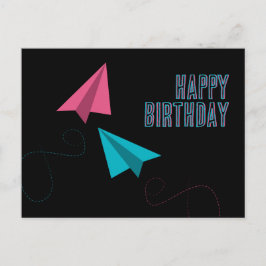 Postal Aviones de Papel Feliz Cumpleaños