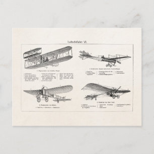 Postal Aviones retros de la antigüedad del biplano del