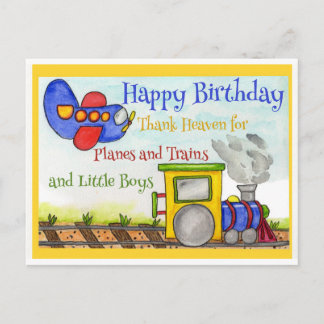 Postal Aviones y trenes de cumpleaños para niños