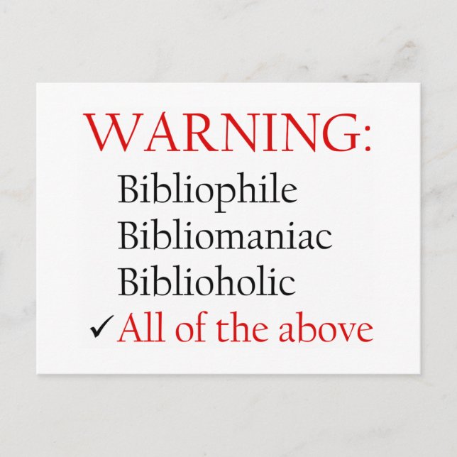 Postal Aviso de advertencia sobre Biblio (Anverso)