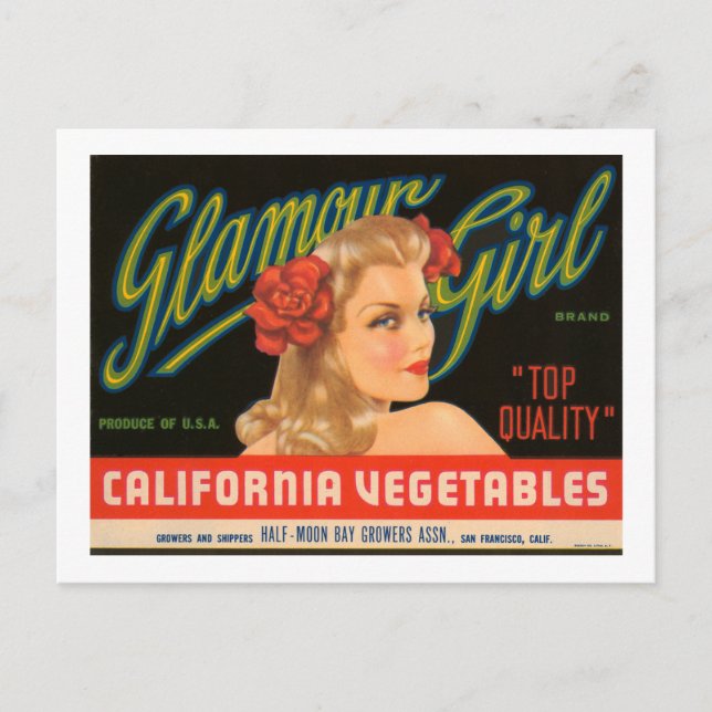 Postal Aviso de cosecha de verduras de California Chica d (Anverso)