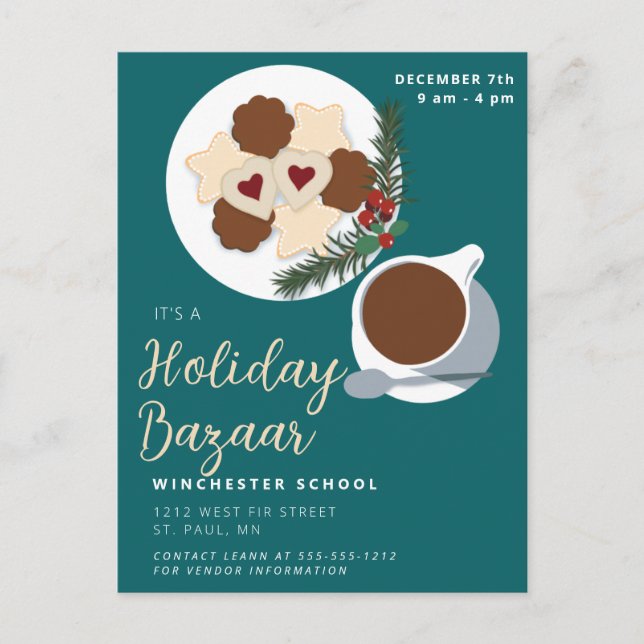 Postal Aviso de las cookies de vacaciones y del bazar del (Anverso)