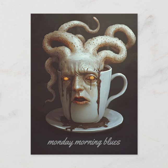 Postal Aviso de nivel de cafeína blues de la mañana del l (Anverso)