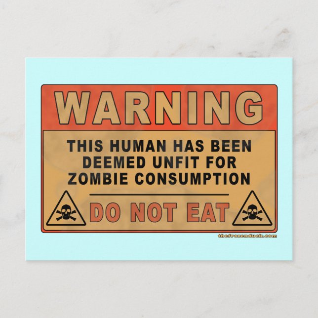 Postal Aviso No Apto Para El Consumo De Zombie (Anverso)