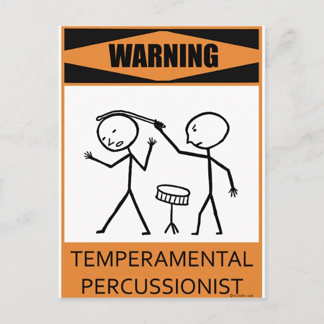 Postal Aviso Percussionista Temperamental (Anverso)