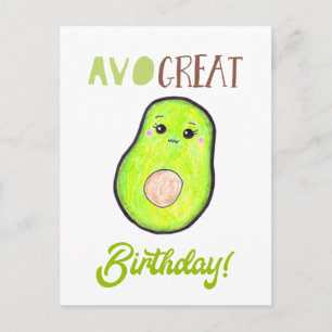 Postal Avo gran cumpleaños kawaii aguacate dibujado a man