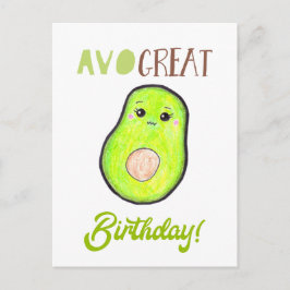 Postal Avo gran cumpleaños kawaii mano dibujado aguacate 