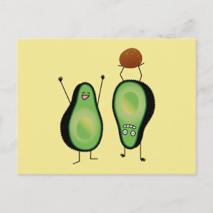 Postal Avocado funny cheering handstand green pit