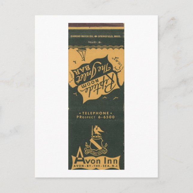 Postal Avon by the Sea NJ, Avon Inn 1950 Matchbook (Anverso)