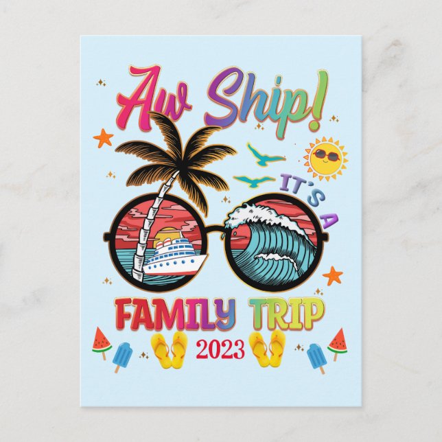 Postal Aw Ship Family Trip Colorful Group Mateo (Anverso)